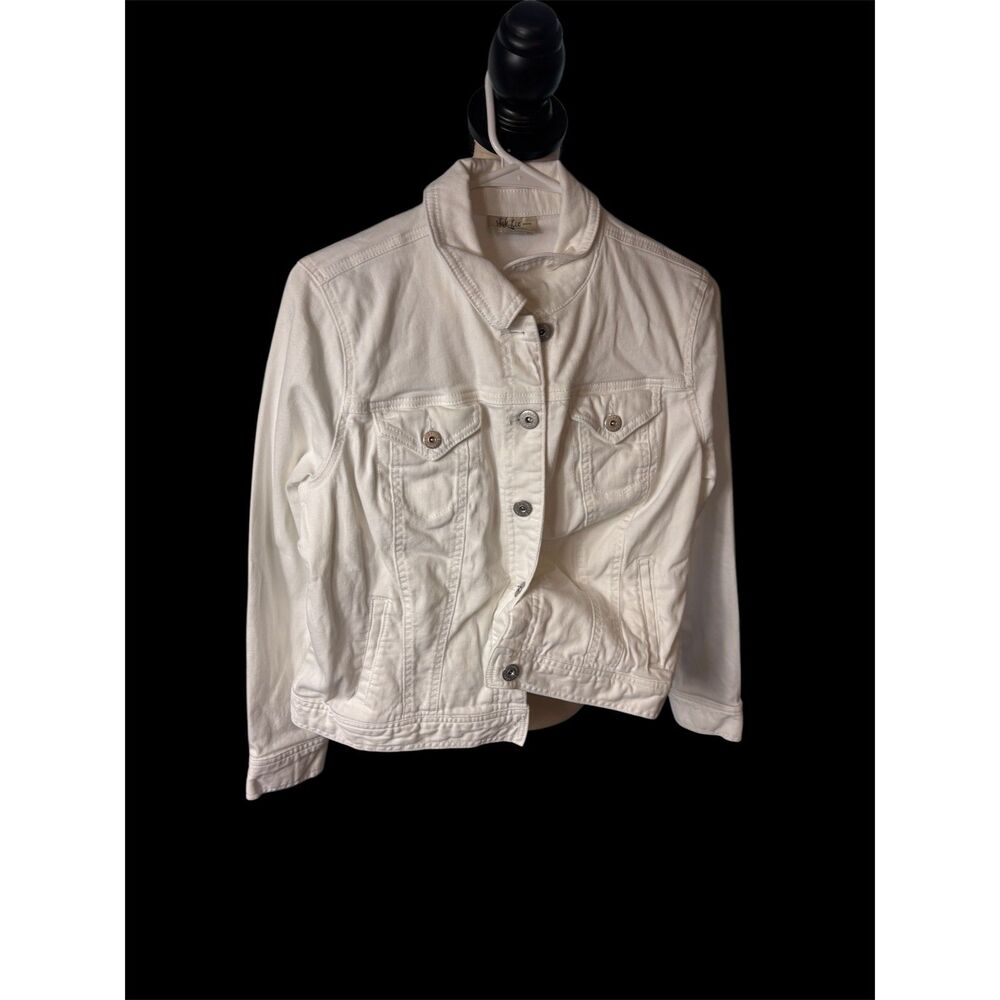 Style & Co White Denim Jacket Petite Large